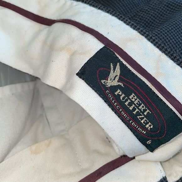 Vtg Burt Pulitzer black/gray small herringbone wool pleat front cuff hem… - Picture 7 of 8